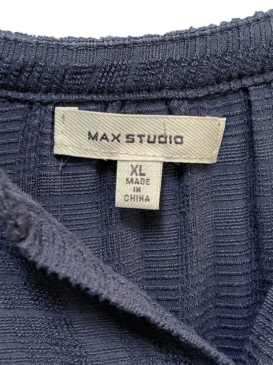 Max Studio | Dresses | Max Studio Navy Boho Knee Length Ruffle Hem ...